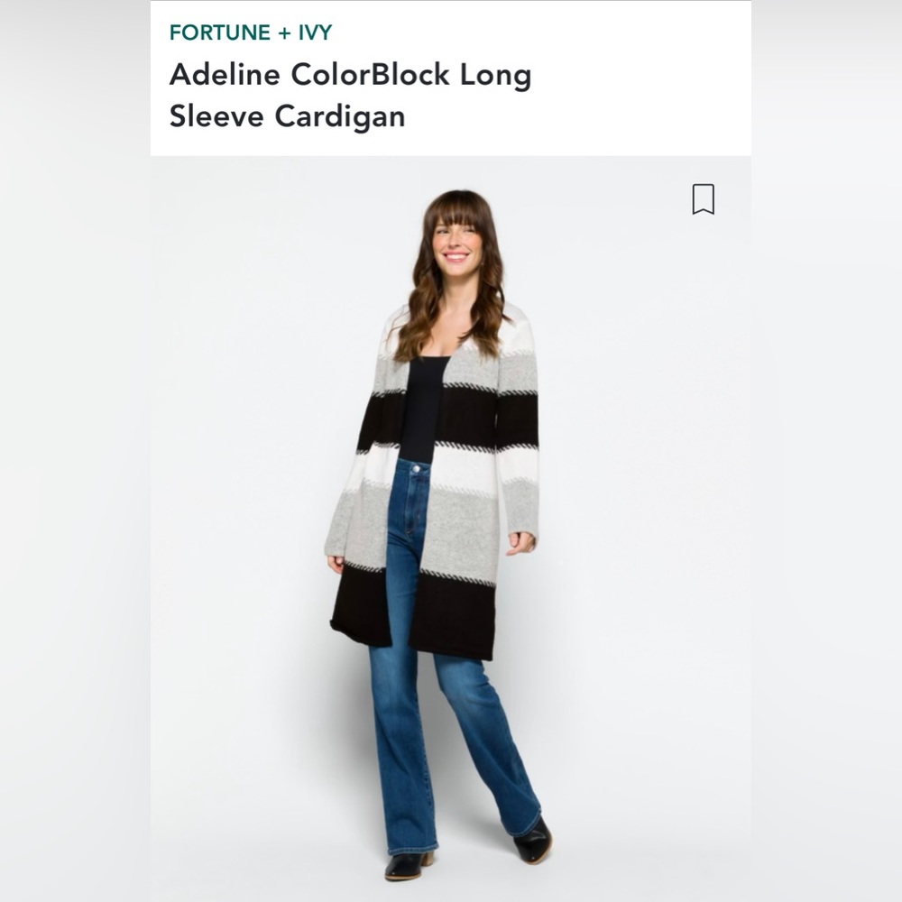 FORTUNE + IVY Black Long Cardigan